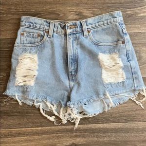 Ripped jean shorts